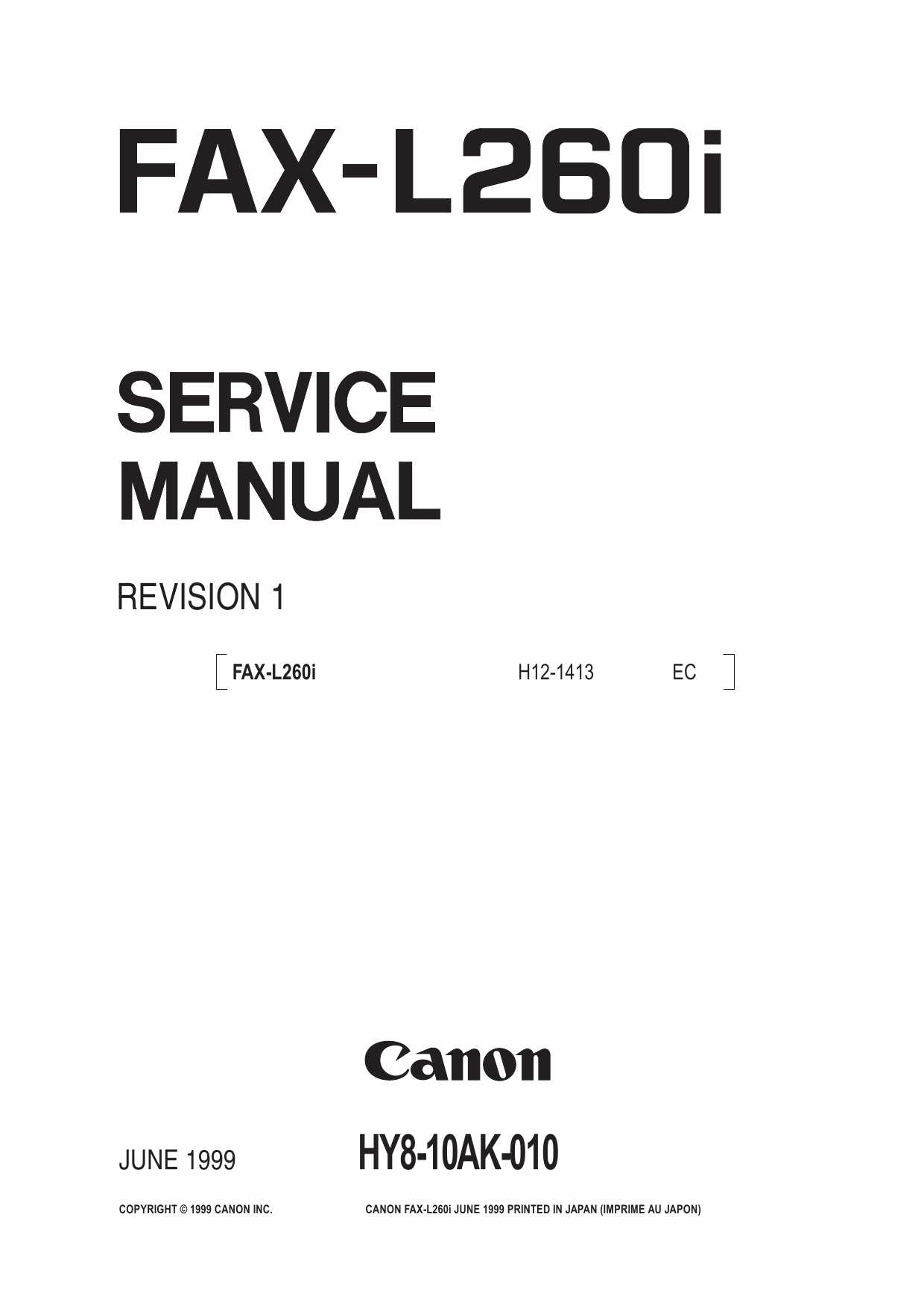 Canon FAX L260i Parts and Service Manual-1